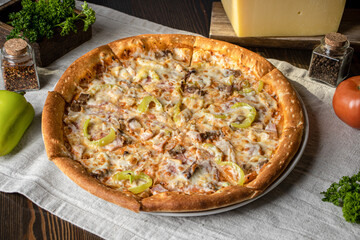 pizza with mushrooms and cheese