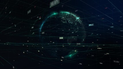 Global digital rotate in side line web communicate and digital random generate with 3d rendering.Digital technology world finance conceptual. - Powered by Adobe