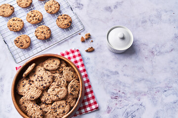  Delicious chocolate cookies on a marble table