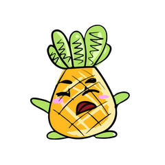Funny pineapple in emotions  , vector design for stickers on a social network