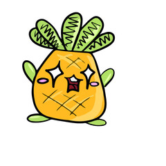 Funny pineapple in emotions  , vector design for stickers on a social network