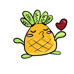 Funny pineapple in emotions  , vector design for stickers on a social network