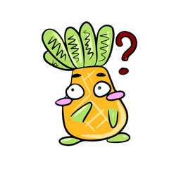 Funny pineapple in emotions  , vector design for stickers on a social network