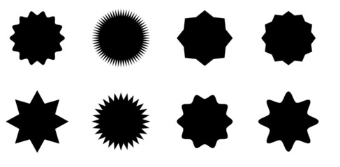 Abstract Sunburst vector badges set, isolated	
