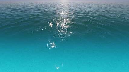Turquoise ocean water texture background. The surface of the sea. 
