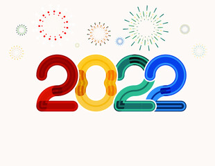 happy new year, colored 2022 numbers, design elements for new year decor, 2022 vector