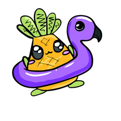 Funny pineapple in emotions  , vector design for stickers on a social network