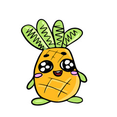 Funny pineapple in emotions  , vector design for stickers on a social network