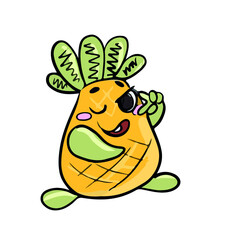 Funny pineapple in emotions  , vector design for stickers on a social network