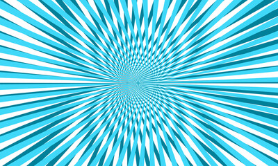Optical illusion vector background, psychedelic blue pattern, motion ray effect. Absract striped illustration