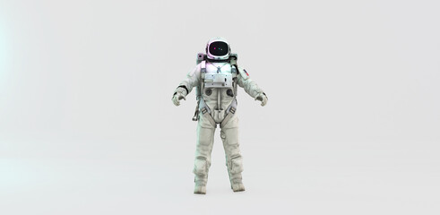 Isolated astronaut, white background. 3D Rendering.