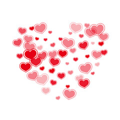 Beautiful red hearts falling vector illustration.