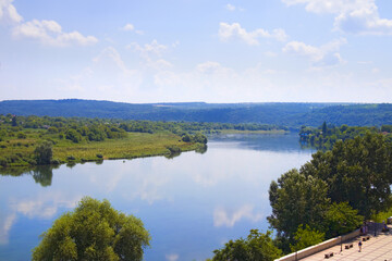 Fototapeta na wymiar Dniester River in sunny summer day in Moldova