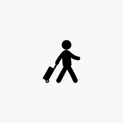 traveler with a suitcase icon. traveler with a suitcase vector icon on white background