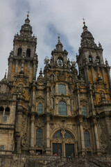 Fototapeta na wymiar Front facade of Santiago de Compastela's Cathedral 
