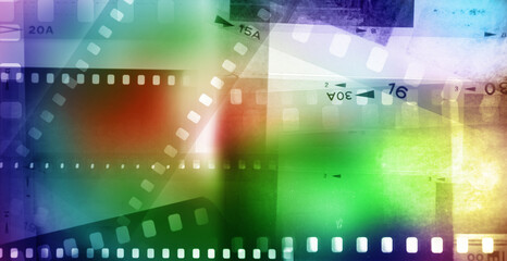 Colorful film frames filmstrips background