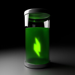 Radiation banks. Radioactive materials stored in a green liquid.