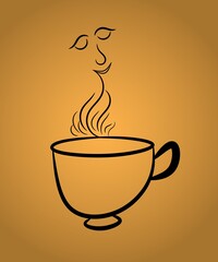 tea or coffee with a cup neon vector art morning hobbies 
