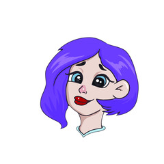 Cute girl's face in emotions ,vector design for stickers in social networks.networks,icons