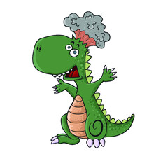 Funny dinosaur brain explosion,vector design for stickers on the social network.