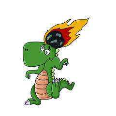 Funny dinosaur comet on the head ,vector design for stickers in the social network
