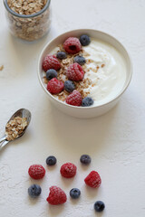 oatmeal with berries. Yoghurt with fruit