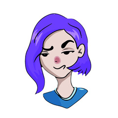 Cute girl's face to memorize awesome ,vector design for stickers in social networks.networks, icons