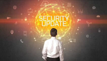 Rear view of a businessman, online security concept