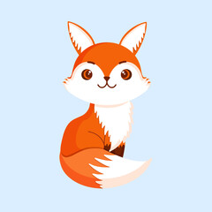 Cute red fox. Vector illustration of forest animal.