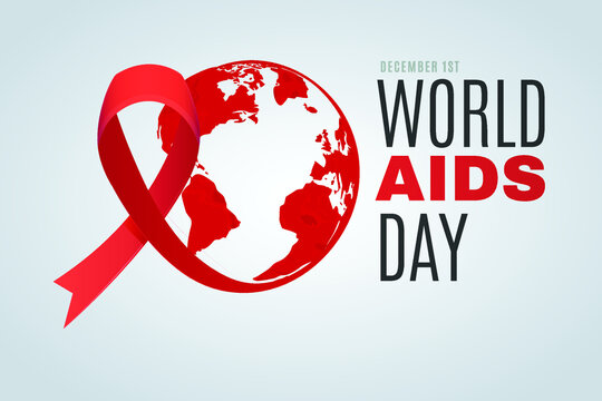 Aids Awareness. World AIDS Day Banner Background Illustration. Red Ribbon