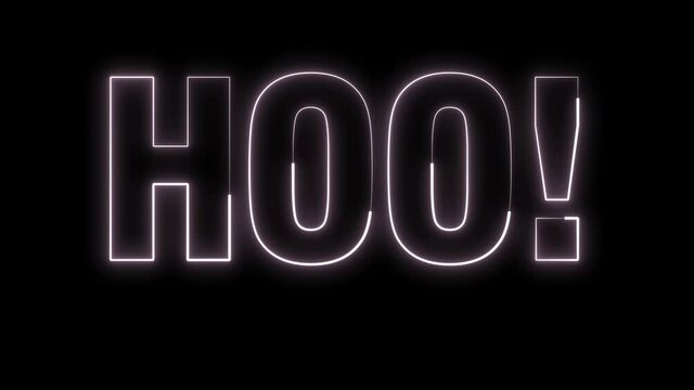 4K Ultra Hd. Hoo text animation. Neon and red electric effect on letters. Halloween day concept. 