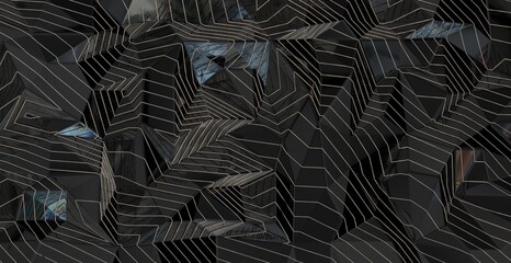 premium Low polygon shapes, black background, dark crystals, triangles mosaic, creative wallpaper,...
