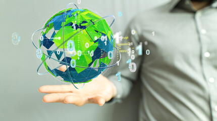 Green 3D Planet Concept, recycle sign