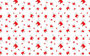 christmas seamless pattern red deer with white