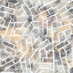 Seamless neutral and white grungy classic abstract surface pattern design for print. High quality illustration. Monochrome earth colored design with white pattern design overlay. Repeat graphic swatch