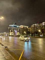 The Triumphal Arch in Moscow at night