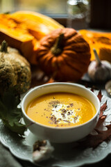 pumpkin soup with mushrooms