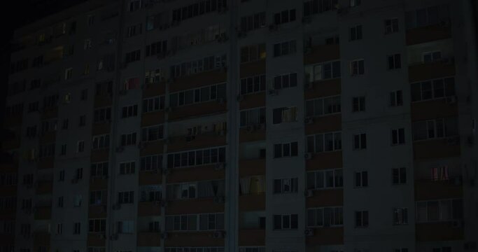 Blackout in the evening in a multi-storey building.