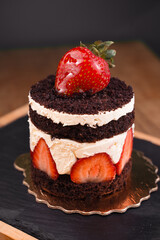 chocolate cake with strawberries