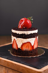chocolate cake with strawberries
