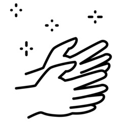 Hand cleanliness, bathroom, hygiene rules. Magic and sorcery. Sanitary treatment, disinfection. Vector icon, outline, isolated.