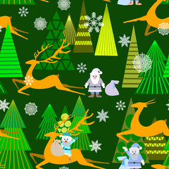 santa and  the reindeers pattern