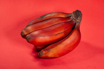 red banana on red background
