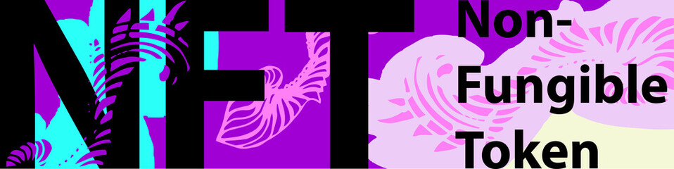NFT theme design. Non-fungible token sign and contemporary artwork. Vector Illustration
