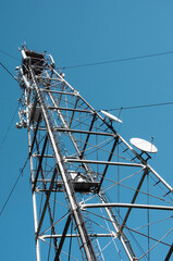 Mobile Antenna 5G. Internet wave network. Internet globalization	