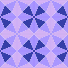 Abstract geometric pattern, squares, rhombuses, triangles. Seamless vector pattern. Grayish purple. Light grayish purple. Soft blue. Navy blue.