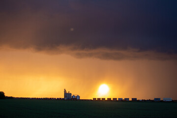 Orange Sunset in Manitoba, Canada