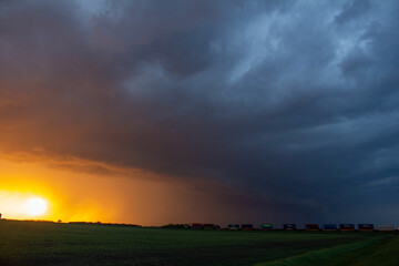 Obraz na płótnie Canvas Orange Sunset in Manitoba, Canada