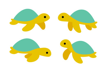 Cartoon turtle sketch line icon. Сute animals set of icons. Childish print for nursery, kids apparel, poster, postcard, pattern.