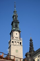 Fototapeta na wymiar Tower of cathedral of Saint Marys sanctuary in czestochowa, Poland